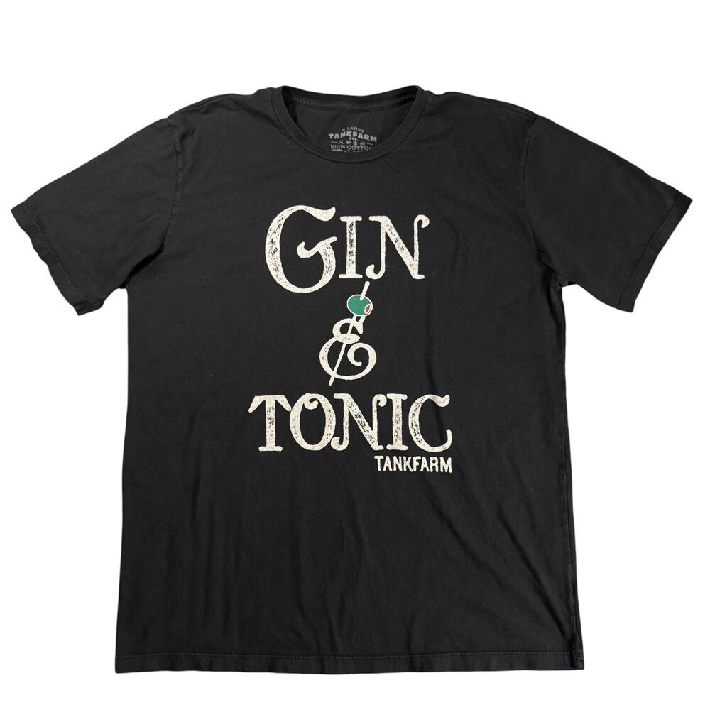 Tankfarm Gin & Tonic Graphic T-Shirt Men's XL Black Cotton USA
